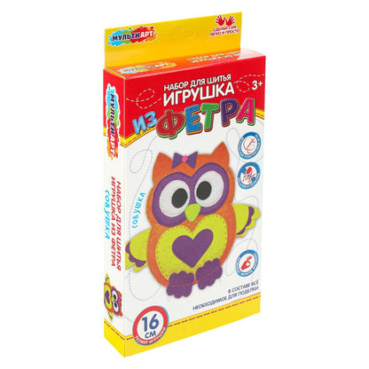 Игрушка из фетра cовушка МУЛЬТИ АРТ в кор.66шт