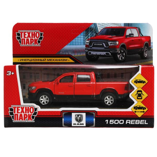 Machine en métal DODGE RAM 1500 REBEL 13 cm, double, bagage, argent, rouge, cor. Parc technologique dans le cor.2*36шт