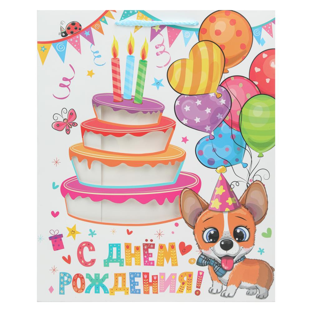 Пакет подарочный с окошком,корги,l,190 гр/м2 ЧУДО ПРАЗДНИК в кор.10*12шт