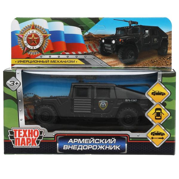 Technoparc. Machine en métal "Армейский внедорожник" 12 cm, double, bagage, iner, noir, art.HAMVE-12-BK