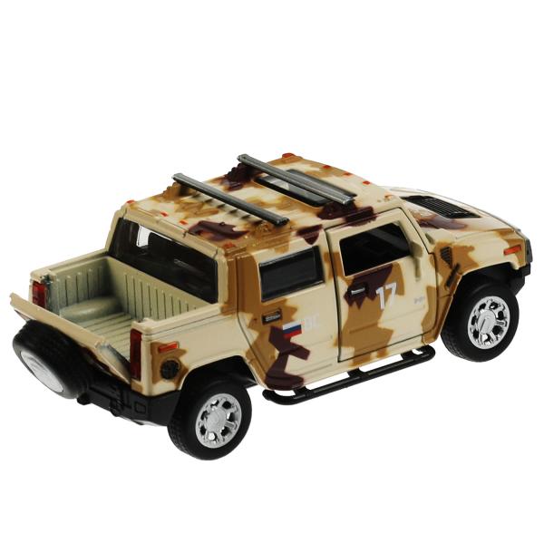 Machine en métal HUMMER H2 PICKUP КАМУФЛЯЖ 12 см, двер, баг, инер, песочн, kor. Parc technologique dans le cor.2*36шт