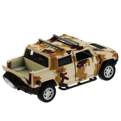 Machine en métal HUMMER H2 PICKUP КАМУФЛЯЖ 12 см, двер, баг, инер, песочн, kor. Parc technologique dans le cor.2*36шт