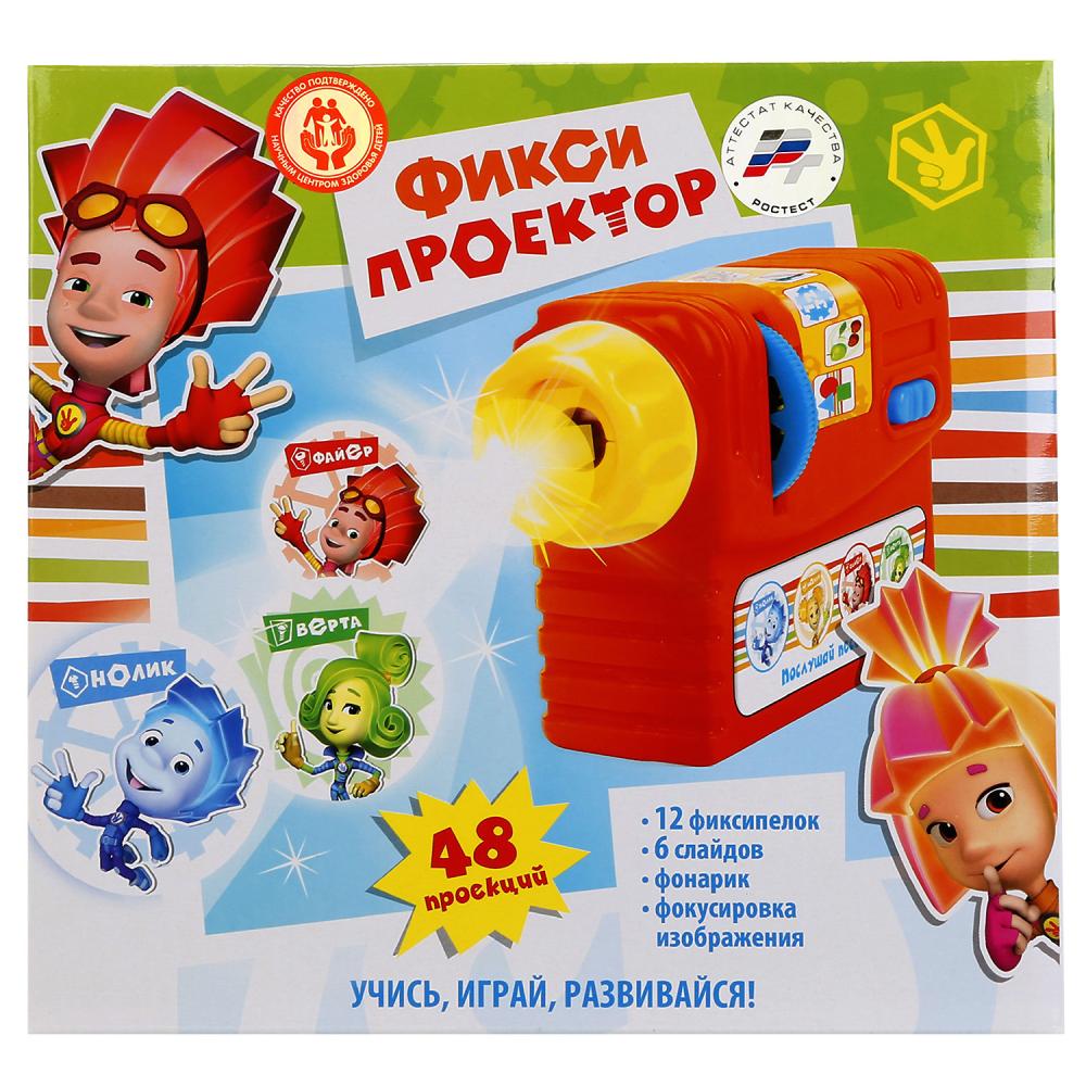 Развивающий музыкальный проектор "Умка" "ФИКСИКИ" на бат. свет+звук, русс чип в русс. кор в кор.48шт