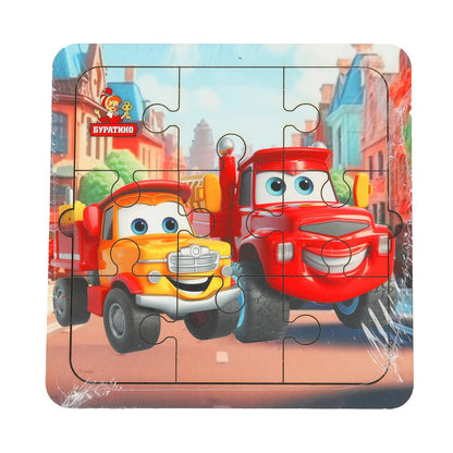 Игрушка деревянная пазл 15*15 см. терм. пакет Буратино в кор.20шт