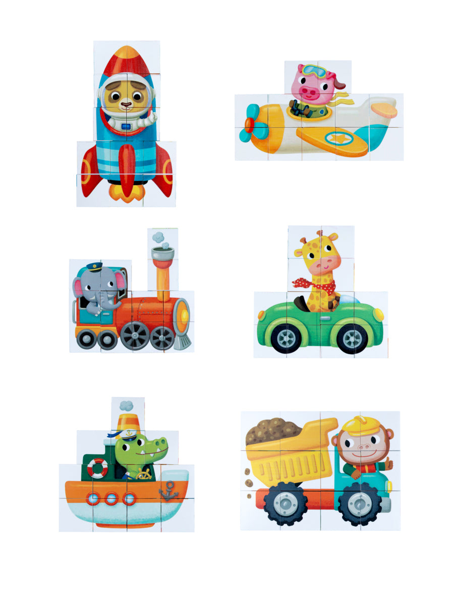 Кубики "Зверотранспорт" 12 шт Baby Toys