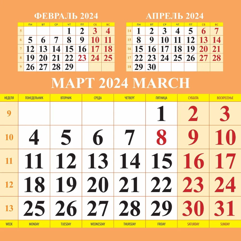 Календарь с котятами на 2024 год. Переплет на скрепке (285*285 мм) 12 листов