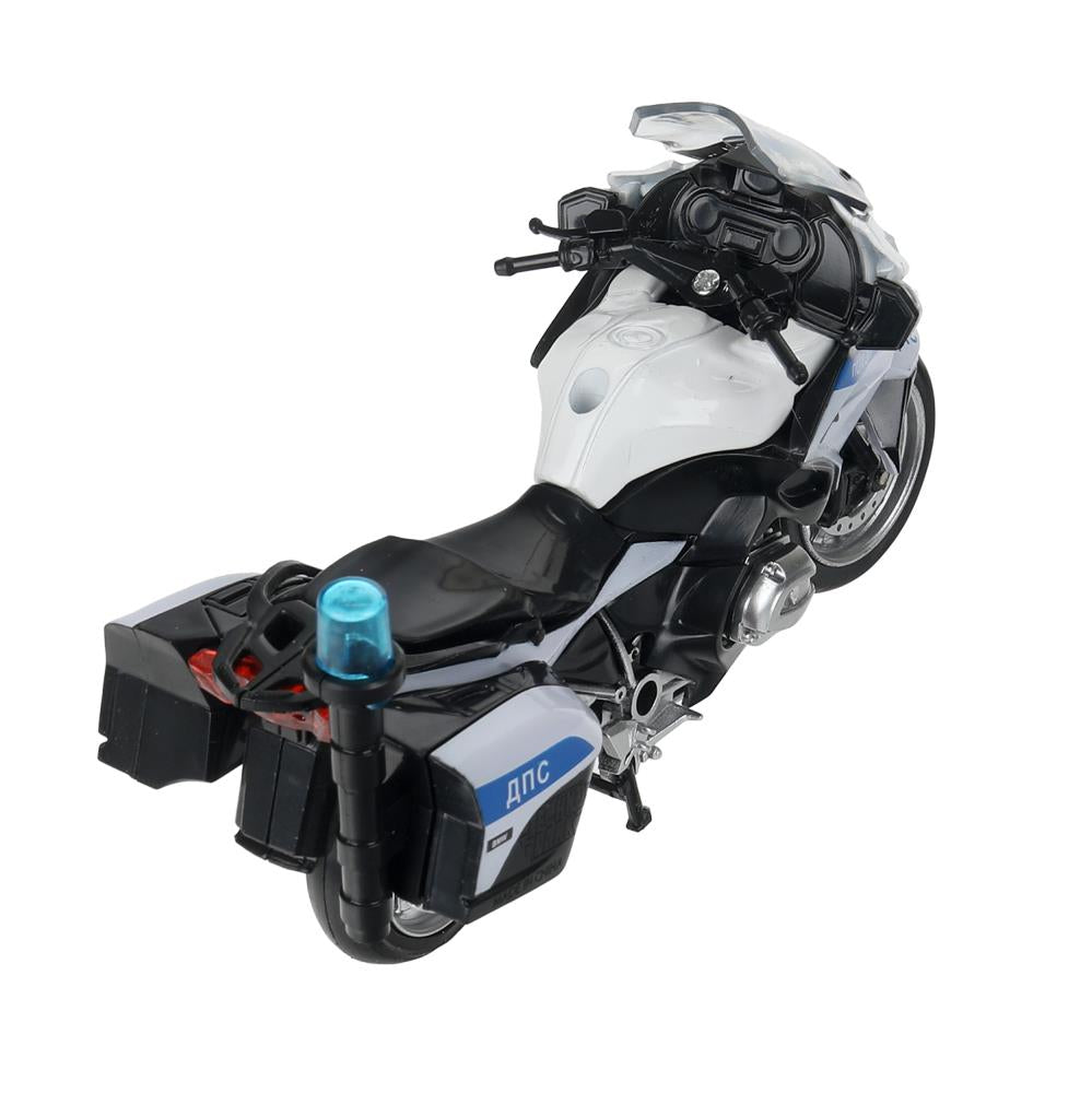 Модель металл свет-звук МОТОЦИКЛ BMW R1200 RT 13 см, подвиж дет, белый, кор. Технопарк в кор.2*24шт