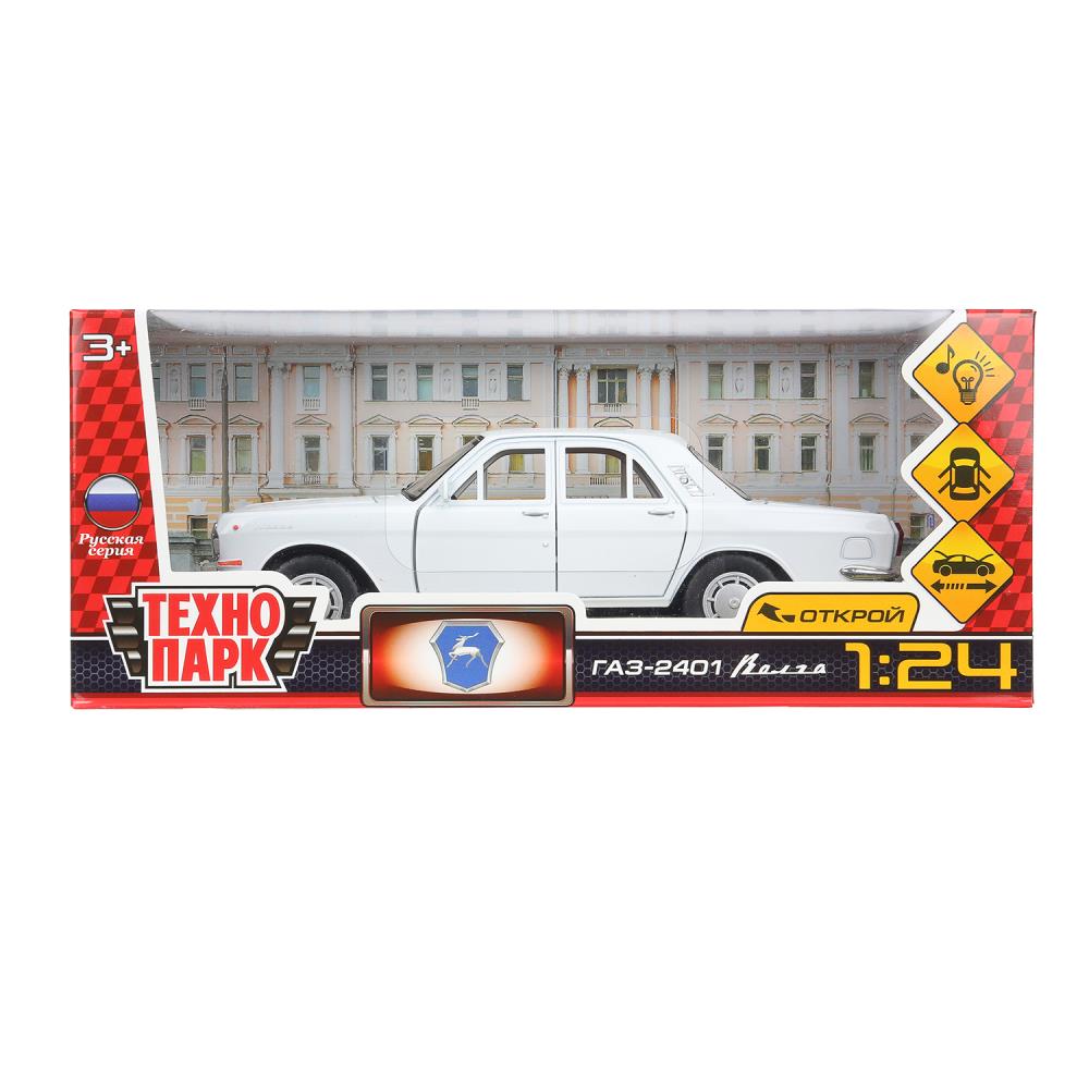 ГАЗ 2401 свет-звук 19,7 cm, дв, кап, баг, ин, белый Технопарк в кор.2*24шт