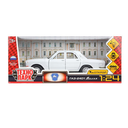 ГАЗ 2401 свет-звук 19,7 cm, дв, кап, баг, ин, белый Технопарк в кор.2*24шт