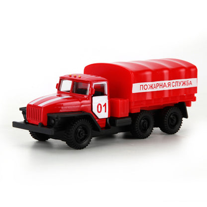 МАШИНА "ТЕХНОПАРК" МЕТАЛЛ. ИНЕРЦ. УРАЛ ПОЖАРНАЯ СЛУЖБА 12СМ, ОТКРЫВ. ДВЕРИ В РУСС. КОР. dans le cor.2*24шт