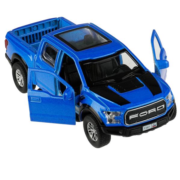 Машина металл FORD F150 RAPTOR 12 см, двери, багаж, инерц, СИНИЙ, кор. Технопарк в кор.2*36шт