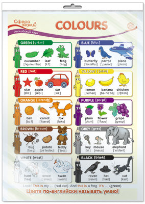 *ПО-13436 ПЛАКАТ А3 В ПАКЕТЕ. Couleurs (Цвета). Английский язык в начальной школе (в индивидуальной упаковке с европодвесом и клеевым клапаном)