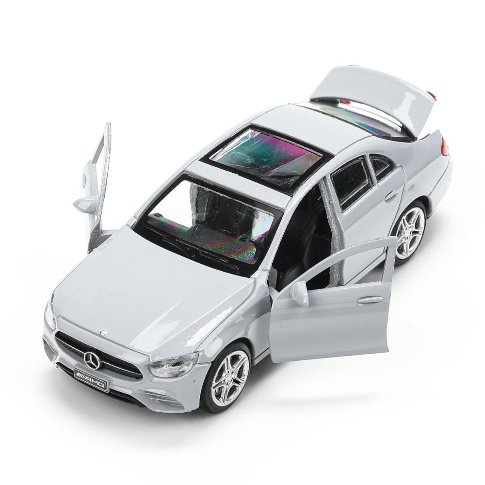 Машина металл MERCEDES-BENZ e-class amg 12см, дв,баг,ин,серебряный, кор. Технопарк в кор.2*36шт