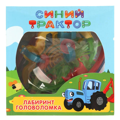 Играем вместе. Логическая игра шар-лабиринт "Синий трактор" 12х12*х2 см арт.1604K1267-R