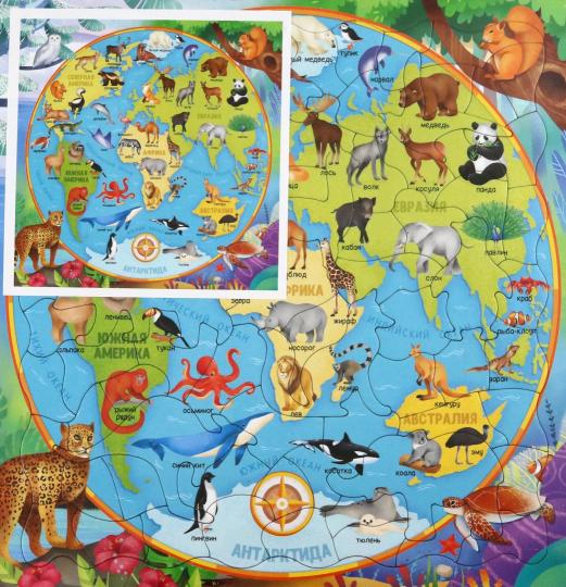 Пазл фигурный на подложке. 80 pièces. Carte Mira. Животные. 30х30,5 cm. ГЕОДОМ