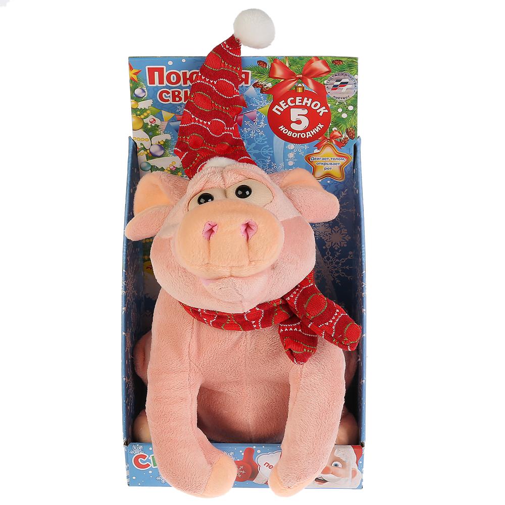 Игрушка интерактивная свинка 30см, на бат., 5 новогодних песен. Мульти-пульти в русс. кор. в кор.6шт