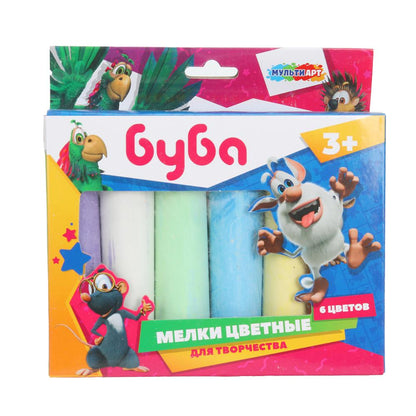 Мульти Арт. Мелки цветные "Буба" 6 цв., в кор. art.100MEL6-BUBA-WOT