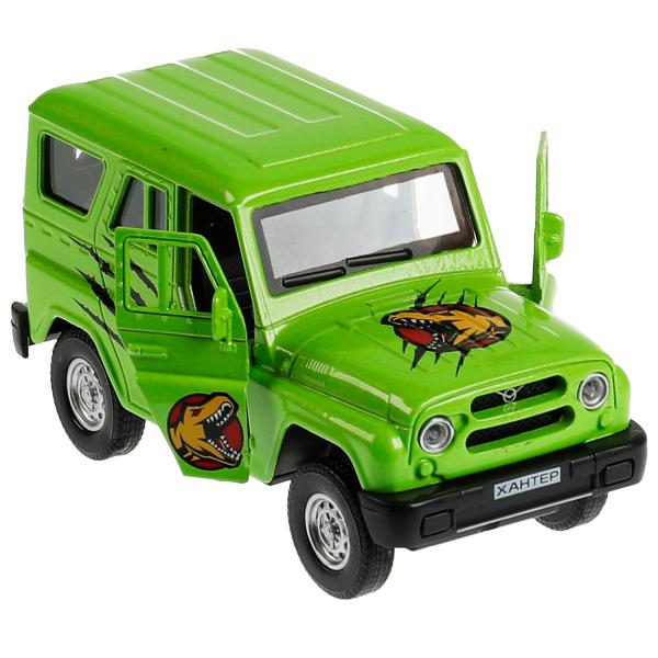 Machine en métal UAZ HUNTER ДИНОЗАВРЫ 11,5 см, двер, багаж, ин, салатовый, кор. Parc technologique dans le cor.2*36шт