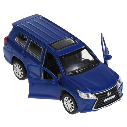 Машина металл LEXUS LX570 матовый дл 12 см, отк дв, баг, инер, синий, кор. Технопарк в кор.2*36шт