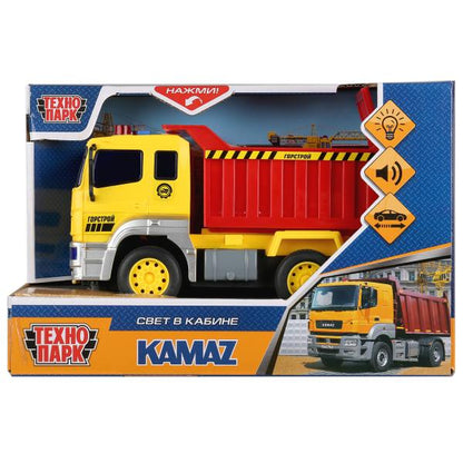 Machine à chauve-souris + звук "КАМАЗ САМОСВАЛ" 17 cm, plastique, свет в каб, инерц, в кор. Parc technologique à Cor.36шт