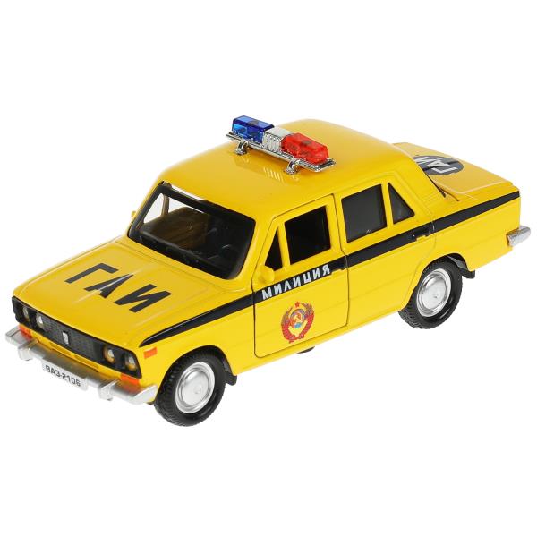 GARAGE-22SL1XCAR-POL2 343261 Игрушка пластик свет-звук ПОСТ ГАИ длин 22 см, ворота, ВАЗ-2106, СИНИЙ,