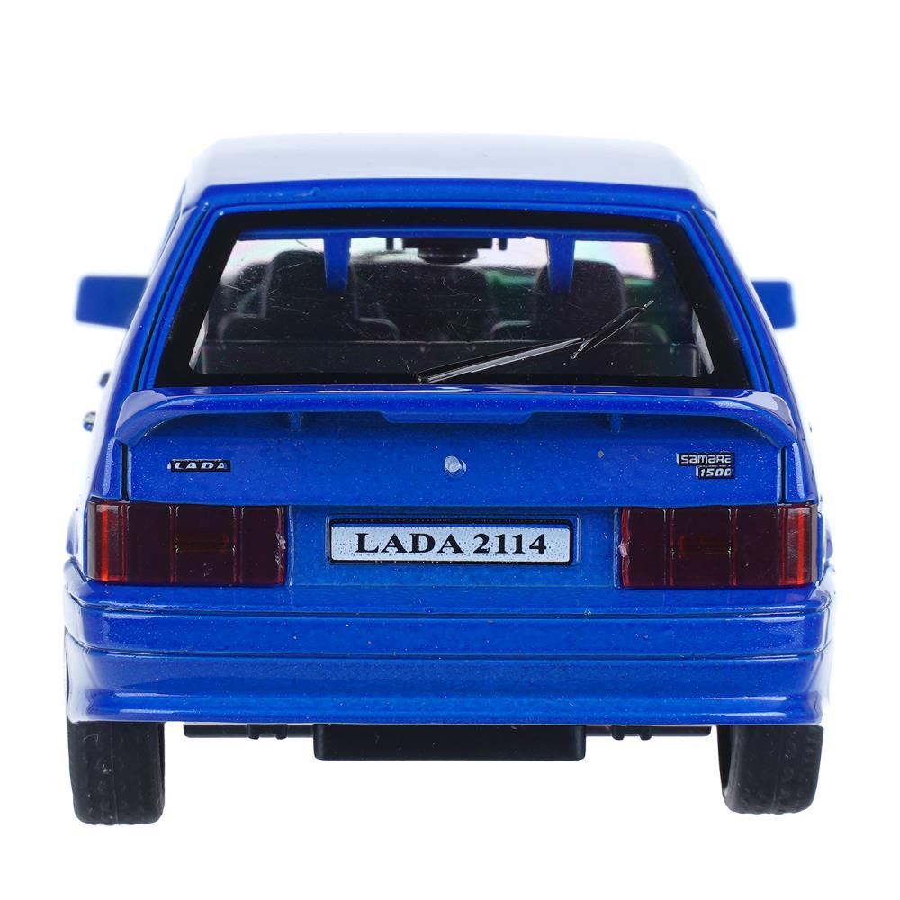 Машина металл ваз LADA 2114 15 см,св-зв,откр 4 дв,баг,кап,инер,синий,кор. Технопарк в кор.2*36шт