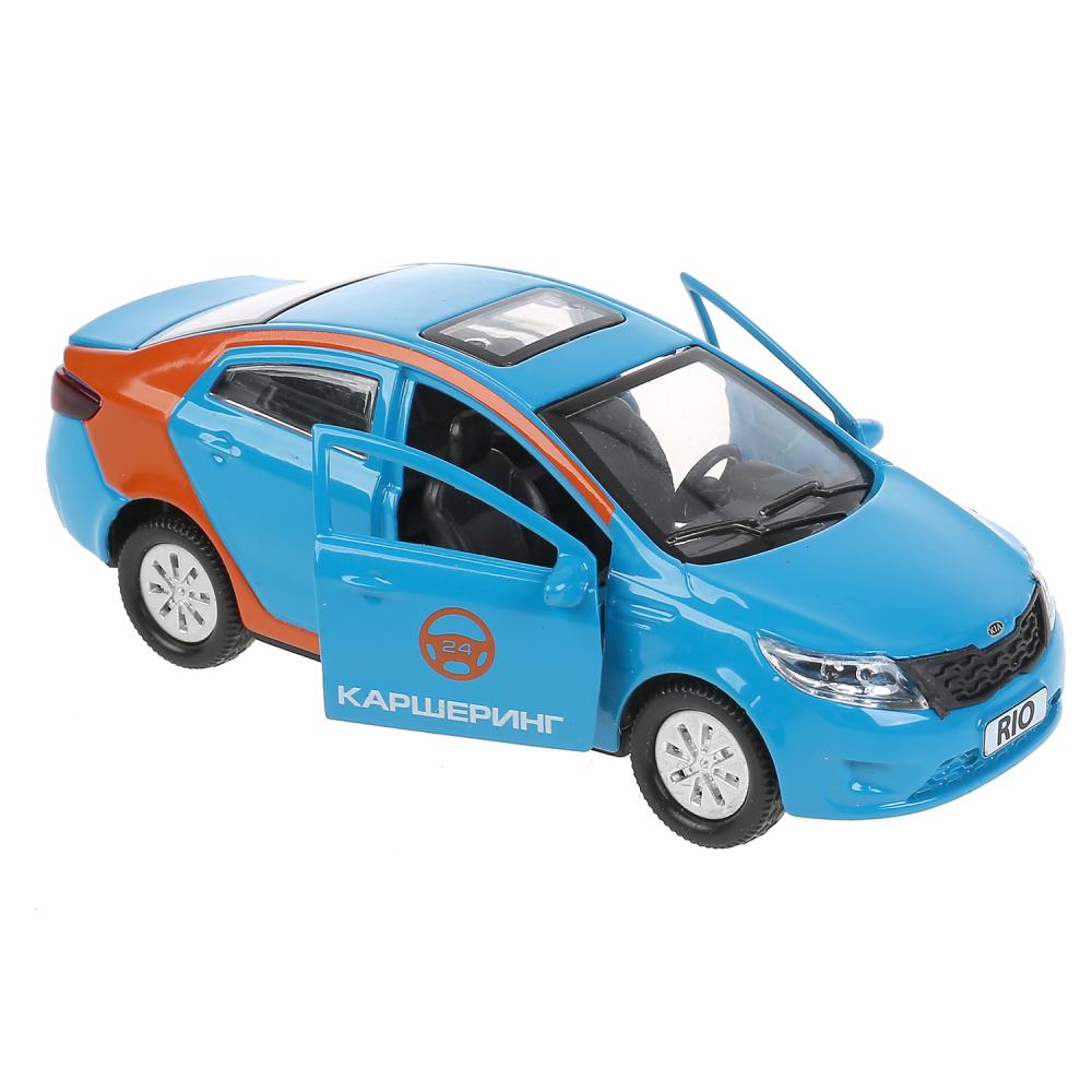 RIO-12DEL-BU 304186 Машина металл KIA RIO КАРШЕРИНГ 12 см, двери, багаж, инерц, в кор. Технопарк в к
