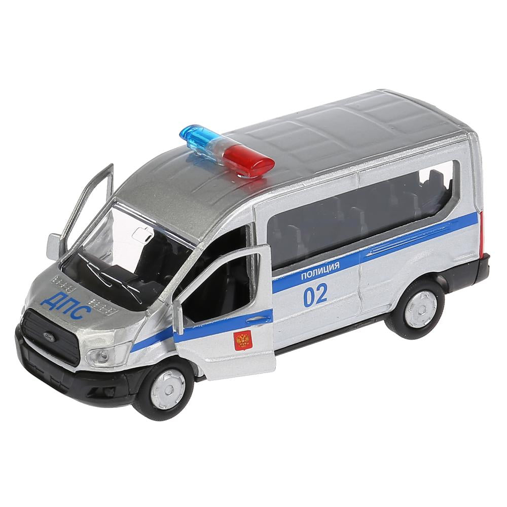 Машина металл FORD Transit полиция 12см, открыв. двери, инерц. в кор. Технопарк в кор.2*24шт