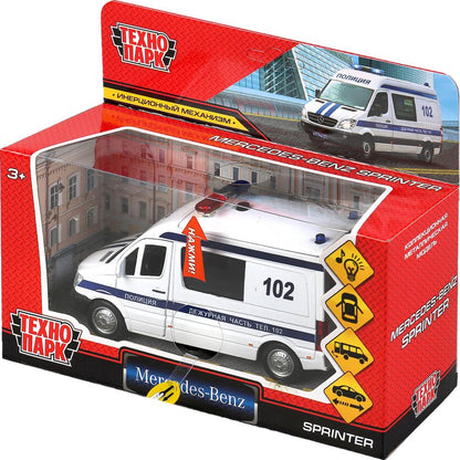 Machine à laver le matériel MERCEDES-BENZ SPRINTER ПОЛИЦИЯ, 14 cm, noir, double, dans, parc technologique dans la couleur 2*32 pouces
