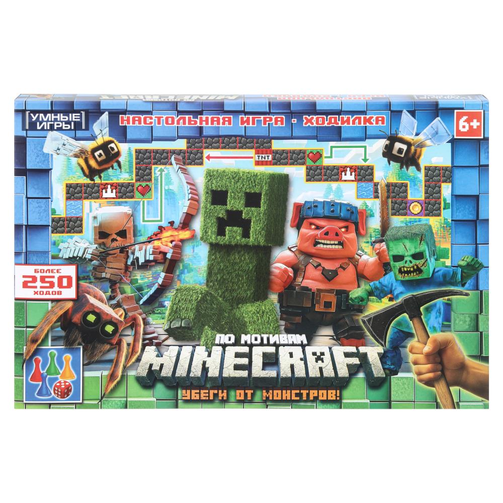 По мотивам Minecraft. Настольная игра-ходилка. 217х330х27 мм. Умные игры в кор.20шт