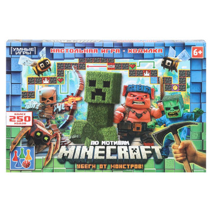 По мотивам Minecraft. Настольная игра-ходилка. 217х330х27 мм. Умные игры в кор.20шт