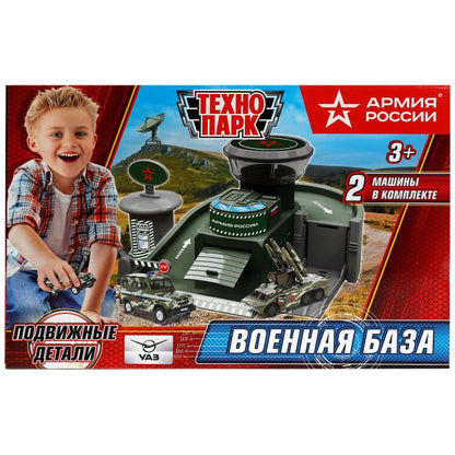 Игрушка пластик UAZ автопарковка база+2 машин.., 2 эт., гар.,лифт,запр.,кор. Технопарк в кор.2*12шт