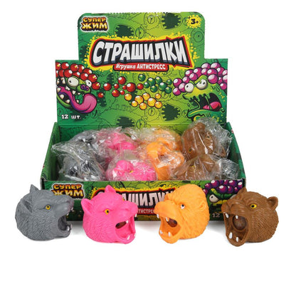 Игрушка супер жмяка с гидрогелевыми шариками, животные, дисплей Супер Жим уп-12шт в кор.6уп