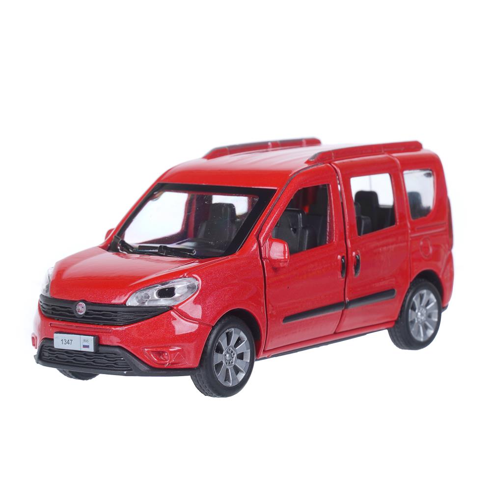 Машина металл FIAT DOBLO 12 см, двери, багаж, инерц, красный, кор. Технопарк в кор.2*36шт