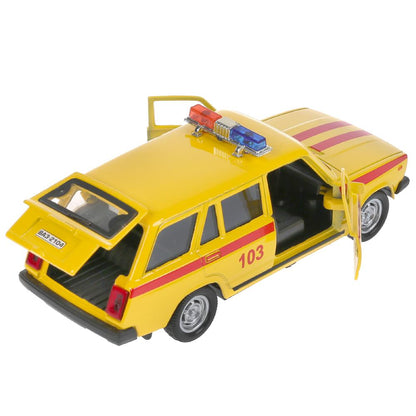 Machine en métal VAЗ-2104 ЖИГУЛИ СКОРАЯ 12 см, двери, багаж, инерц, кор. Parc technologique dans le cor.2*36шт