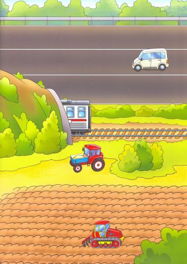 Ici, les tracteurs et les machines. Nombreuses serviettes pour enfants