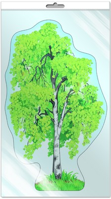 *Ф-8730 ПЛАКАТ ВЫРУБНОЙ А3 В ПАКЕТЕ. Береза летняя (с уф-лаком в индивидуальной упаковке с европодвесом и клеевым клапаном) - тема Деревья