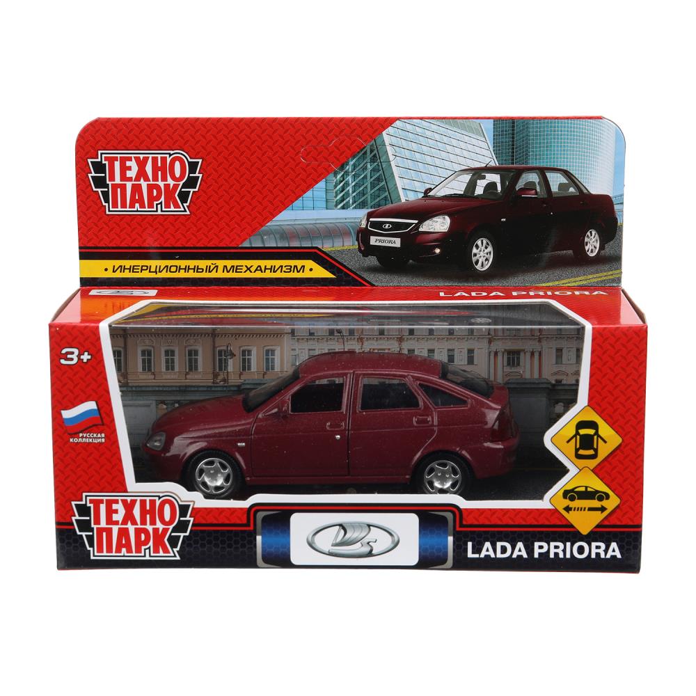 Машина металл LADA PRIORA 12 см, двери, инерц,бордовый перламутр,кор. Технопарк в кор.2*36шт