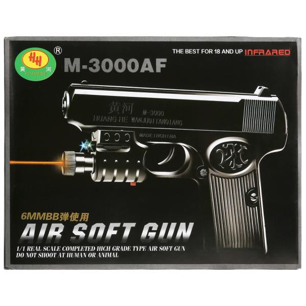 Пистолет (п) с лазер. прицелом, с фонарем, с пульками 3000AF в кор. в кор.2*90шт