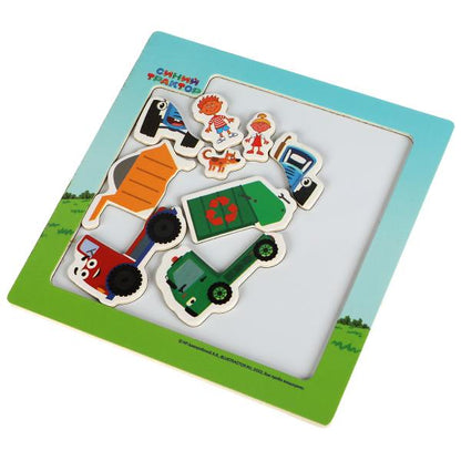 Игрушка деревянная СИНИЙ ТРАКТОР доска магнитная 15*15 см Буратино в кор.200шт