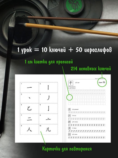 Учимся писать китайские иероглифы: Основные черты и 214 ключей: Прописи с упражнениями: В 2 ч. Ч. 1. 2-е изд., испр