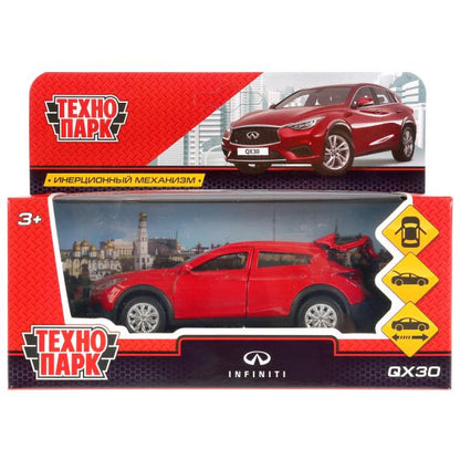 Machine en métal "INFINITI QX30", d'une longueur de 12 cm, à l'extérieur. двери, инерц, красный в кор. Parc technologique dans le cor.2*36шт