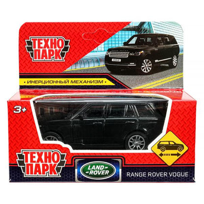 Машина пластик LAND ROVER RANGE ROVER VOGUE 12 см, инерц, черный, кор. Технопарк в кор.2*120шт