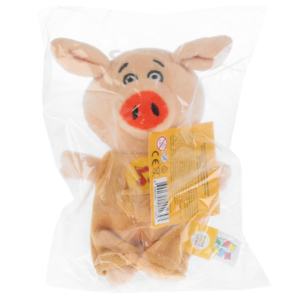 Игрушка мягкая Оранжевая корова поросенок коля, 15 см, муз. чип, в пак. Мульти-пульти в кор.24шт