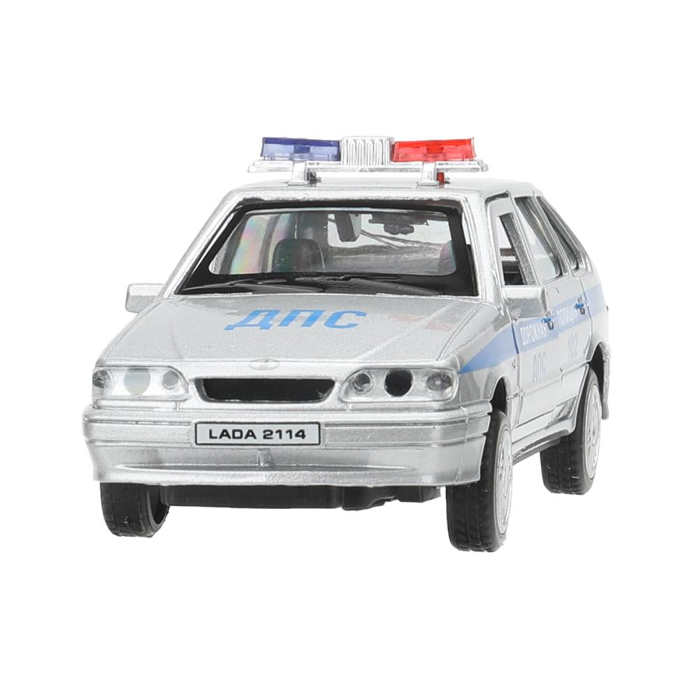 Machine en métal pour le véhicule LADA-2114 "SAMARA" ПОЛИЦИЯ 12 см, двери, багаж, кор. Parc technologique dans le cor.2*36шт