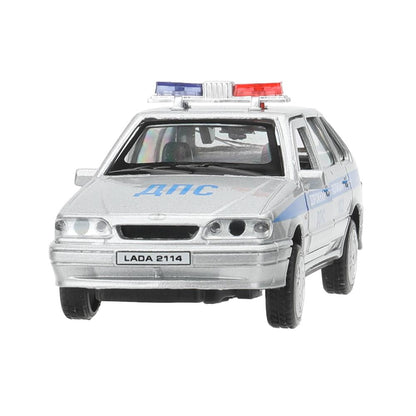 Machine en métal pour le véhicule LADA-2114 "SAMARA" ПОЛИЦИЯ 12 см, двери, багаж, кор. Parc technologique dans le cor.2*36шт