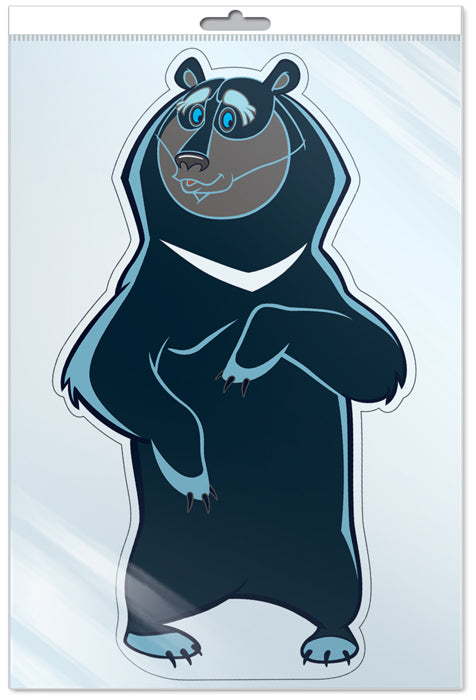 *ФМ2-12623 ПЛАКАТ ВЫРУБНОЙ А4 В ПАКЕТЕ. Медведь Балу из мультфильма Маугли (с блестками в индивидивидуальной упаковке с европодвесом и клеевым клапаном)