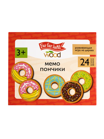 Игра настольная деревянная МЕМО "Пончики" (24 фишки в коробке) Far far land wood