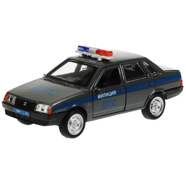 Машина металл LADA-2108/21099 МИЛИЦИЯ 12см, двер,баг,инерц, ассорт, дис. Технопарк уп-12шт в кор.6уп