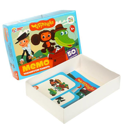 Союзмультфильм. Cheburachka. МЕМО. Un jeu complet, 50 cartes. 170х125х40 mm. Умные игры. en cor.50шт
